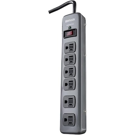 Southwire 41546 3 ft. 6 Outlet Surge Protector, Dark Grey 74954637